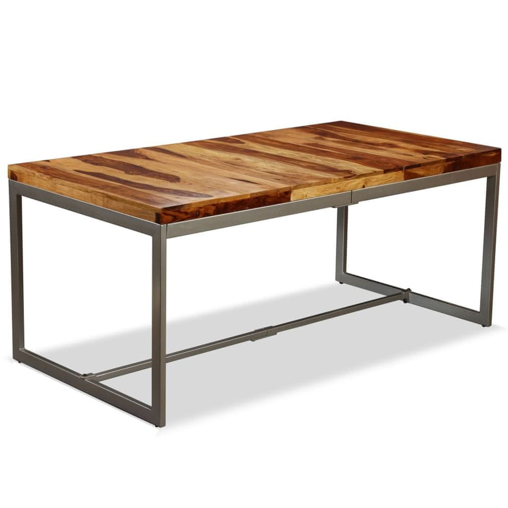 Vidaxl Jedálenský stôl, masívne sheeshamové drevo a oceľ, 180 cm